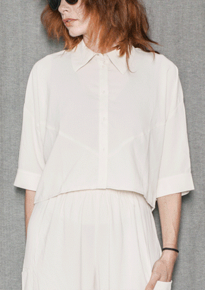 BLOUSE SHORT SLEEVES - creme - BERENIK