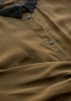 BLOUSE COLLAR - SILKY CUPRO khaki - BERENIK