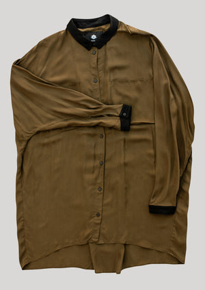 BLOUSE COLLAR - SILKY CUPRO khaki - BERENIK