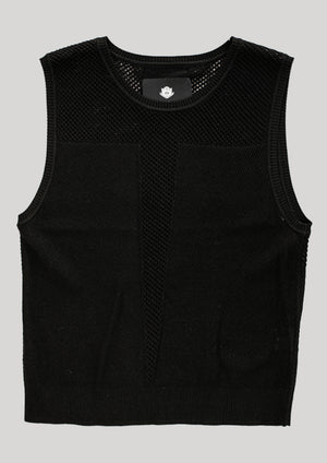 SHIRT SLEEVELESS STRETCH - KNIT black - BERENIK