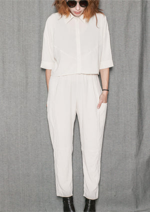 BLOUSE SHORT SLEEVES - creme - BERENIK
