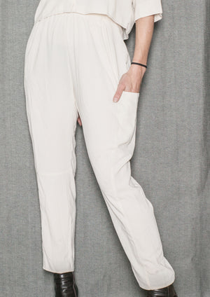 PANTS LOOSE ELASTIC - creme plain - BERENIK