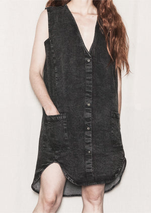 CASUAL DRESS - DENIM WASHED black - BERENIK