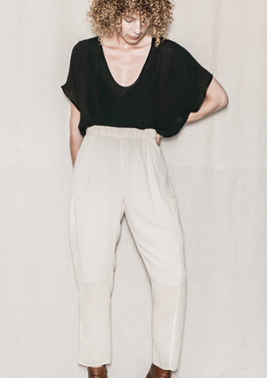 TOP SHORT SLEEVES - VINTAGE GEORGETTE black - BERENIK