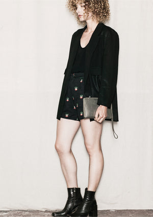 TOP SHORT SLEEVES - VINTAGE GEORGETTE black - BERENIK