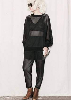 OVERSIZED SUMMER SWEATER - AIRY MESH black - BERENIK