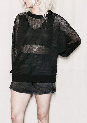 OVERSIZED SUMMER SWEATER - AIRY MESH black - BERENIK