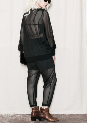 OVERSIZED SUMMER SWEATER - AIRY MESH black - BERENIK