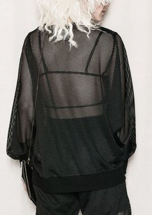 OVERSIZED SUMMER SWEATER - AIRY MESH black - BERENIK