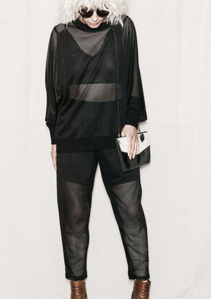 OVERSIZED SUMMER SWEATER - AIRY MESH black - BERENIK