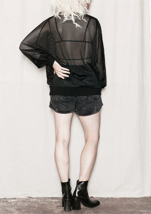 OVERSIZED SUMMER SWEATER - AIRY MESH black - BERENIK
