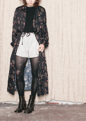 LONG SUMMER DRESS/COAT - RAYON printed black/rust - BERENIK