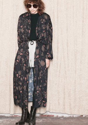 LONG SUMMER DRESS/COAT - RAYON printed black/rust - BERENIK