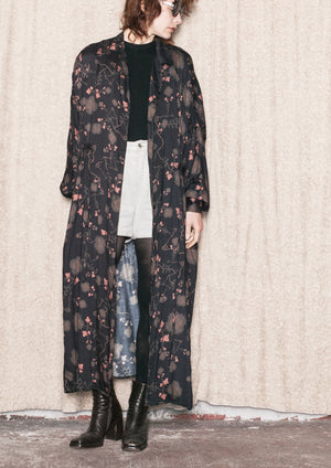 LONG SUMMER DRESS/COAT - RAYON printed black/rust - BERENIK