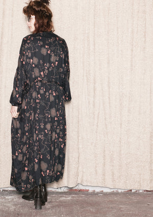 LONG SUMMER DRESS/COAT - RAYON printed black/rust - BERENIK
