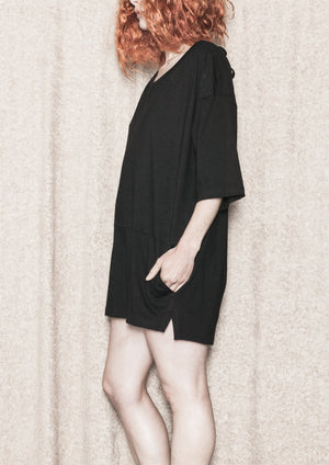 JUMPSUIT SHORT - COTTON JERSEY black - BERENIK