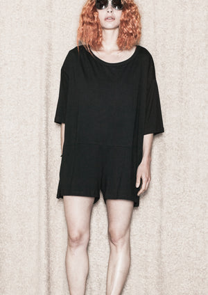 JUMPSUIT SHORT - COTTON JERSEY black - BERENIK