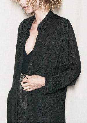 DRESS/CARDIGAN - JACQUARD SATIN black snake - BERENIK