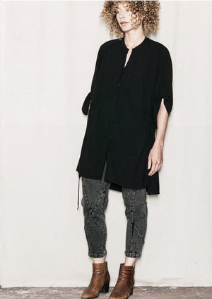 BLOUSE/DRESS/CARDIGAN - black plain - BERENIK