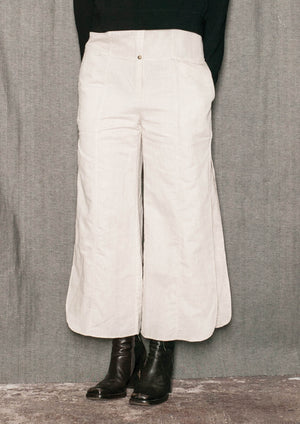 JUMPSUIT LONG SLEEVELESS SIDE SLOTS - NATURAL LINEN white - BERENIK