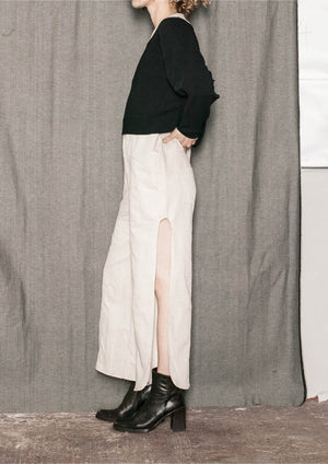 JUMPSUIT LONG SLEEVELESS SIDE SLOTS - NATURAL LINEN white - BERENIK