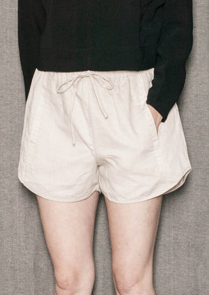 SHORTS ELASTIC WAIST - NATURAL LINEN white - BERENIK