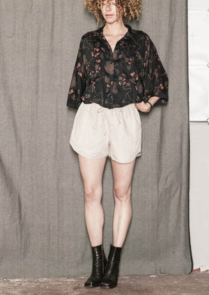 SHORTS ELASTIC WAIST - NATURAL LINEN white - BERENIK