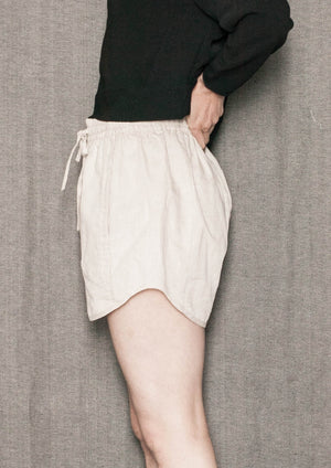 SHORTS ELASTIC WAIST - NATURAL LINEN white - BERENIK