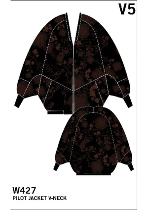 PILOT JACKET V NECK - RAYON print rust/black - BERENIK