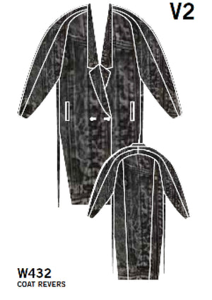 COAT LONG REVERS - DENIM washed black - BERENIK
