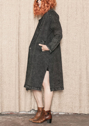 COAT LONG REVERS - DENIM washed black - BERENIK