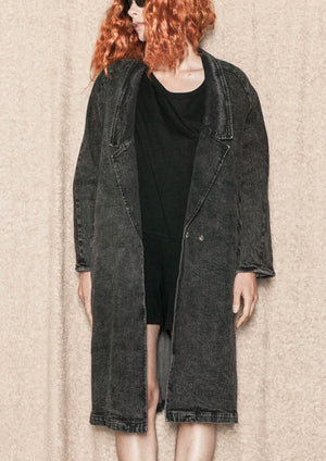 COAT LONG REVERS - DENIM washed black - BERENIK