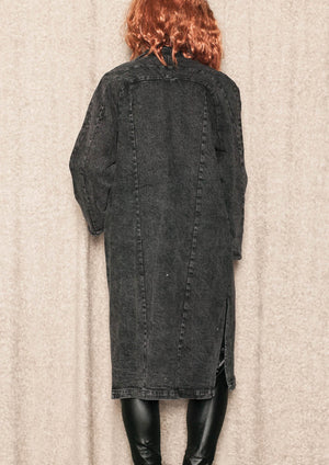 COAT LONG REVERS - DENIM washed black - BERENIK