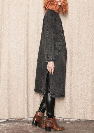 COAT LONG REVERS - DENIM washed black - BERENIK