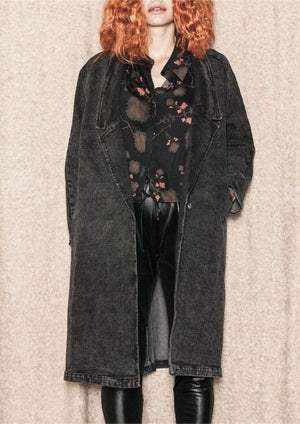 COAT LONG REVERS - DENIM washed black - BERENIK