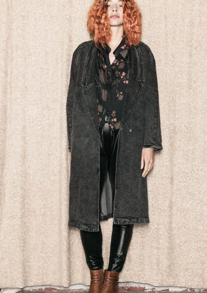 COAT LONG REVERS - DENIM washed black - BERENIK