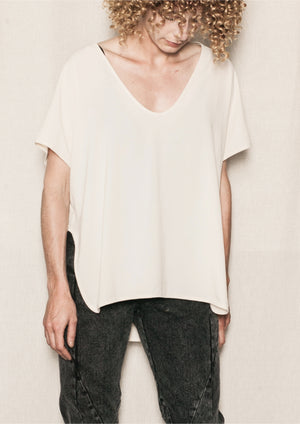 SHIRT SLEEVELESS-V-COLLAR CREME - BERENIK