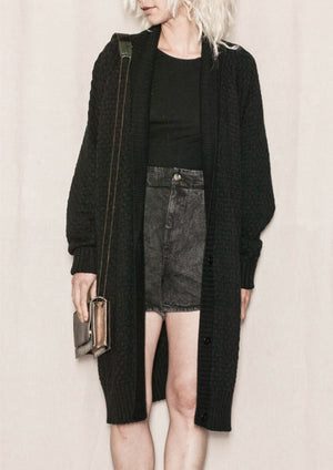 COZY CARDIGAN - KNIT PEARL black - BERENIK