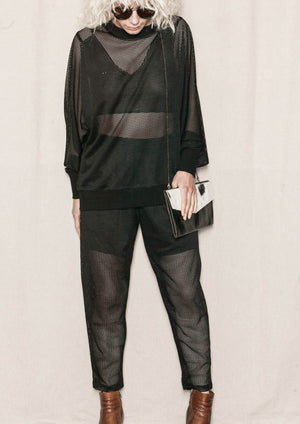 PANTS LOOSE ELASTIC WAIST - MESH black - BERENIK