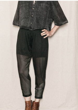 PANTS LOOSE ELASTIC WAIST - MESH black - BERENIK