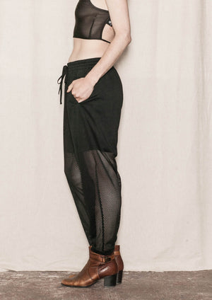 PANTS LOOSE ELASTIC WAIST - MESH black - BERENIK