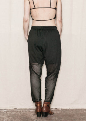 PANTS LOOSE ELASTIC WAIST - MESH black - BERENIK