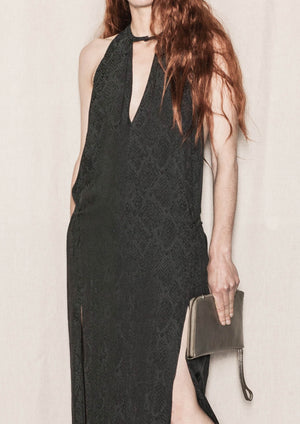 EVENING DRESS - JACQUARD SATIN snake black - BERENIK