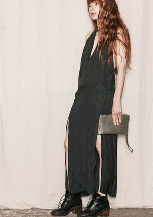 EVENING DRESS - JACQUARD SATIN snake black - BERENIK