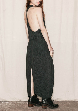 EVENING DRESS - JACQUARD SATIN snake black - BERENIK
