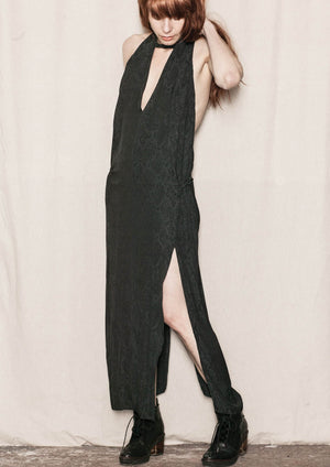 EVENING DRESS - JACQUARD SATIN snake black - BERENIK