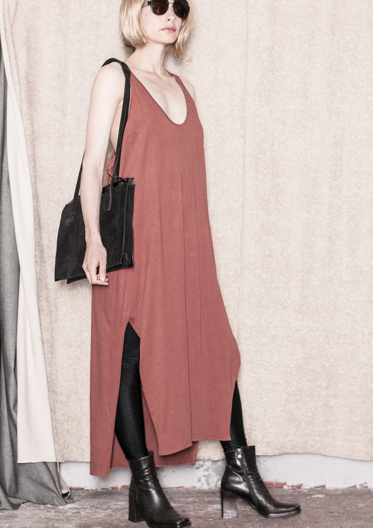 SPORTIVE LONG DRESS - COTTON JERSEY rust - BERENIK