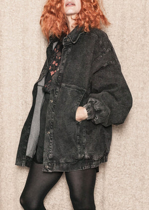 JACKET OVERSIZED - DENIM washed black - BERENIK