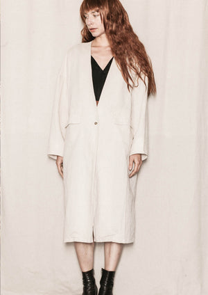 SUMMER COAT - NATURAL LINEN white - BERENIK