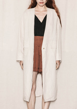 SUMMER COAT - NATURAL LINEN white - BERENIK